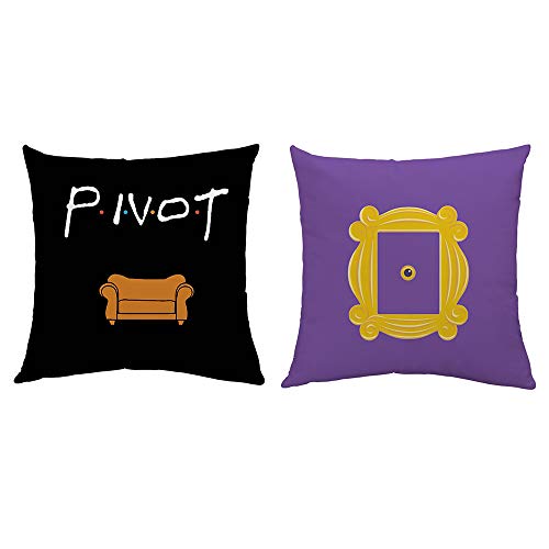 Pillow Case 1818 inch Frame Yellow Peephole Handmade Door Frame-Central Perk Coffee Time Souvenir Pillow Cover for Fans