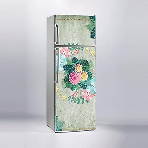 Buzdolabı Sticker Kaplama Dolap Kaplama Etiketi 3D Tropikal Çiçekler