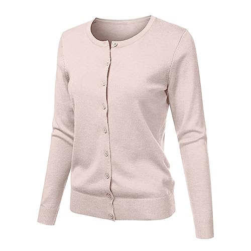 Cardigans for Women Lightweight 2025 Summer Trendy Fashion Long Sleeve Round Neck Open Front Button Down Knit Sweater3