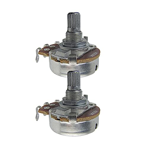 IKN 2 uds tamaño completo A250K potenciómetro cónico de audio potenciómetro de control de volumen de tono de guitarra con bayoneta L15mm eje dividido estriado corto