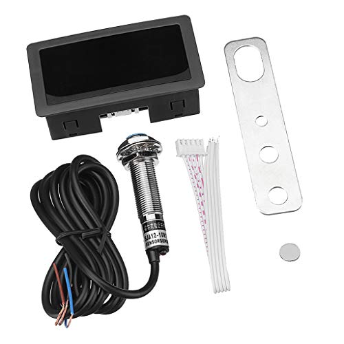 10-9999 RPM Non Contact LED Digital Tachometer with Hall Proximity Switch Sensor, Tach Speed Gauge Tester Meter - Green