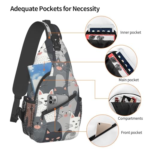 Bolso cruzado para hombro con diseño de gatos grises miniatura 4