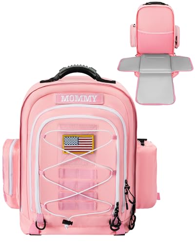kcross Wickeltasche für Herren mit Wickelunterlage, große Wickeltaschen für Babys, Baby-Rucksack für Reisen, Pink