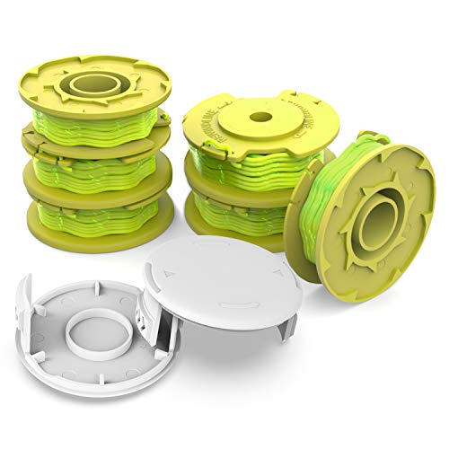 yoelike Weed Eater String Trimmer Replacement Spool for Ryobi One Plus AC80RL3 18V 24V and 40V, 11ft 0.080" Autofeed Cordless Twist Line with AC14HCA Cap(6 Replacement Spool, 2 Trimmer Cap)
