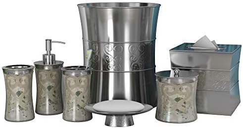 nu steel 7-Piece Mercury Glass Bathroom Accessory Set, Patchwork, Mercury/Shiny