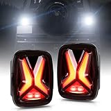 AUDEXEN 3D X Shaped Design DOT Led Tail Lights, DRL Turn Signal Brake 10W Reverse Light Compatible w