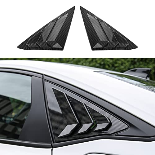Image of Thenice for 11th Gen Civic Rear Side Window Louvers Racing Style Triangular Window Glass Blinds Compatible with Honda Civic Sedan 2022 2023 2024 2025 2026 -Carbon Fiber Grain