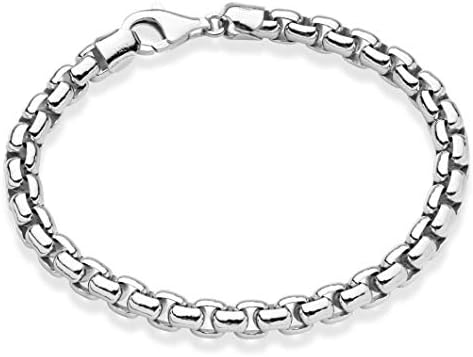 Miabella Solid 925 Sterling Silver Italian 6.5mm Square Rolo Link Round Box Chain Bracelet for Men, Made in Italy (sterling silver, Length 8 Inches)