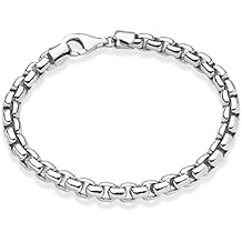 MiaBella Solid 925 فضة إيطالي 6.5mm مربع Rolo Link سوار سلسلة مربع مربع للرجال ، صنع في إيطاليا