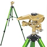 LIULO TOOL Large Impact Sprinkler on Tripod Base, Heavy Duty Zinc Alloy Sprinkler for Yard with Adjustable Head and Extendable Tripod, 360 Full Coverage Irrigation Tool for Lawn Garden