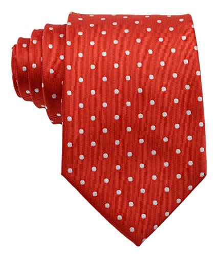 Best Collection New Classic Polka Dot Jacquard Woven Silk Men's Tie Necktie (Red)