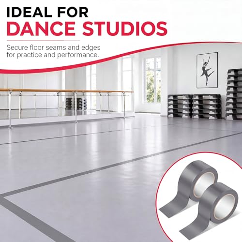 Image of Pangda 2 Rolls Dance Floor Vinyl Tape Grey 36 yd x 2 in Durable Tape Splicing Strong Adhesion No Residue for Gym Dance Room Restaurants Kitchen Floor Safety Marking