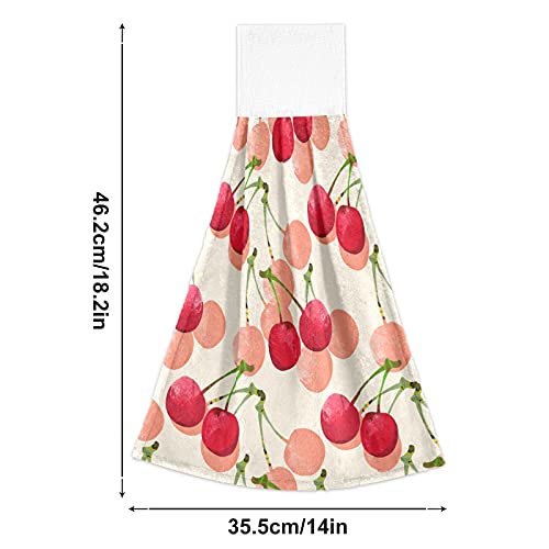 Boccsty Red Cherry Hanging Kitchen Towels 2 Pieces Frensh Fruits Dish Towels Hand Towel Tea Bar Towels For Bathroom Farmhouse Housewarming Tabletop Home Decor #TOP2