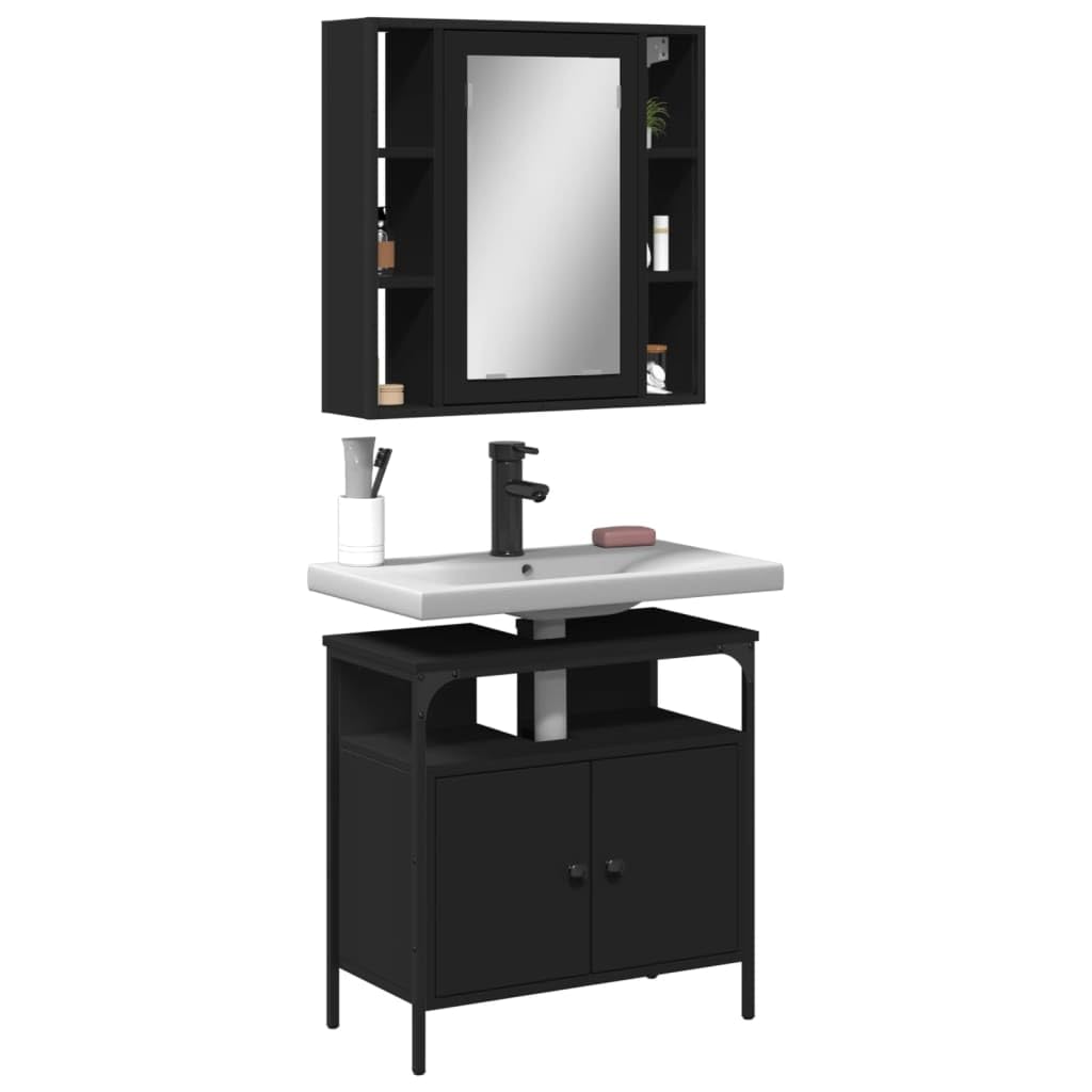Muebles de baño de 2 piezas Furniture Select en madera de ingeniería negra elegante