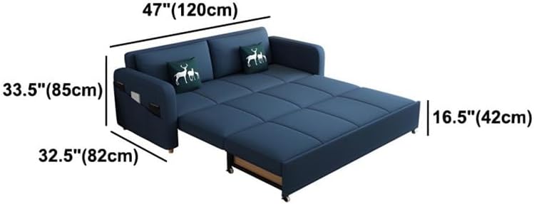 NIUYAO Futon Sofa Pull Out Bed 3-in-1 Convertible Sleeper Futon Couch Modern Cotton Square Arm Sofa Bed for Living Room Small Space Apartment -47" L x 32.5" W x 33.5" H Latex Storage Not Included