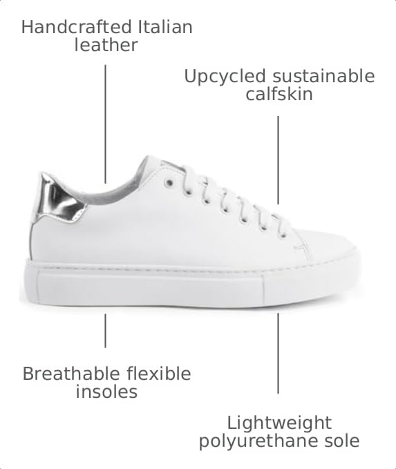 Image of Sneakers | 100% Made in Italy White Sneakers - Real Italian Leather Tennis Shoes - Casual Dress for Walking, Work and Daily Wear - Comfortable, Lightweight, Everyday Fashion Footwear