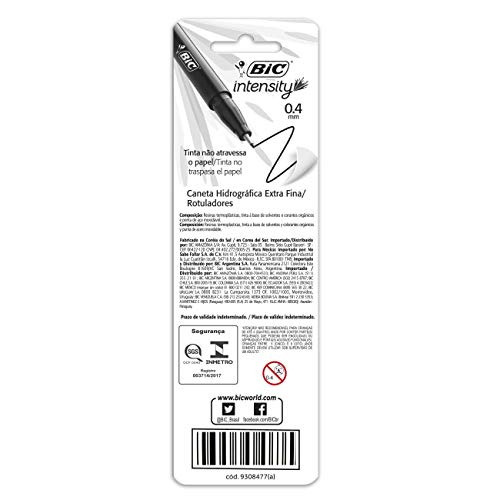 Caneta Hidrografica BIC Intensity Preta, Ponta Ultra fina de 0.4mm, 930763, 1 Unidade, Precisão no T