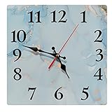 Wall Clock, Square Silent Non Ticking Clock 12 Inch, Flowing Natural Luxury Marble Home Decor for Li
