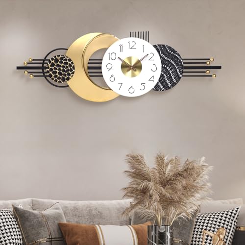 38x14 Inch Modern Silent Wall Clock, Sleek Statement Decor for Living Room