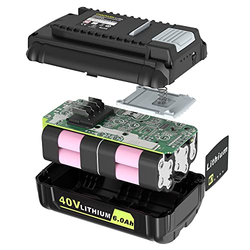 Chaunven Op4060 6.0Ah 40V Battery Replacement For Ryobi 40 Volt Battery Ryobi Lawn Mower 40V Op4040 Op4060 Op4050 Ryobi Lithium Ion Battery #TOP2