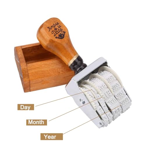 Roller Date Stamp, 2025-2035,Retro Small Date Stamper, Date Stamper Inking Day Month Year, for DIY Craft Card Making Planner Scrapbooking