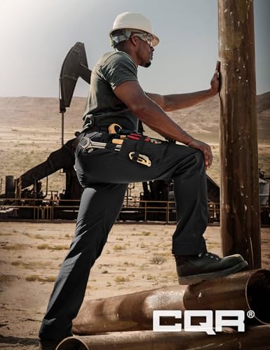 Image of CQR Men's Quick Dry Work Pants, Water Resistant Outdoor Tactical Pants, Lightweight Stretch Cargo Hiking Pants