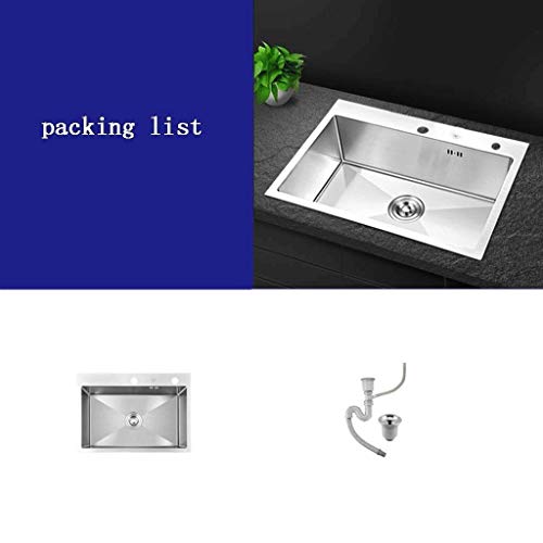 TUTR Wasch- oder Spülbecken, einzige Schüssel Küchenspüle, Tiefwäsche Ausgussbecken, Gewerbe Handgemachte Kitchen Sink (Farbe: Silber) (Size : 55 * 45 * 20cm) - Image 7