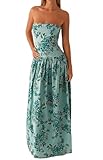 Design : robe de plage longue imprimée avec coupe ample, épaules dénudées, dos nu, sans manches, imprimé floral. Mettez en valeur votre courbe parfaite du corps et vous donne un look élégant et chic