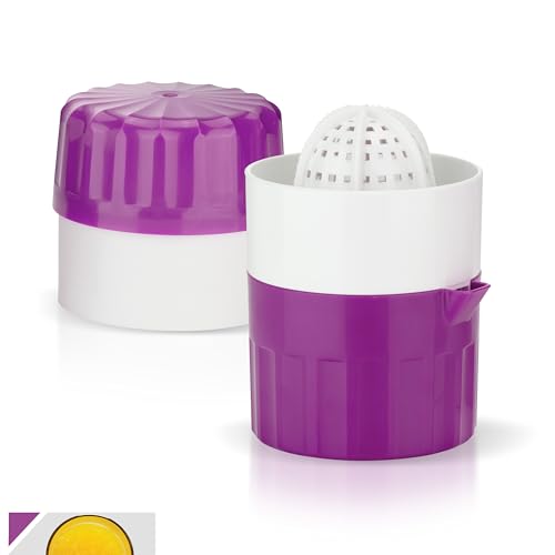 Börner Exprimidor Manual • Prensa de Cítricos para Naranjas, Limones & Más • Exprimidor con Recipiente para Jugo • Extractor de Zumo Natural Sin Electricidad • Color: Violeta