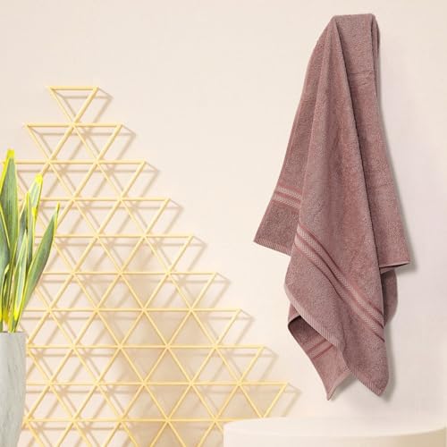 Image of Layers 100% Cotton Bath Towel | True Care Collection | 380 GSM Super Absorbent | Soft & Quick Dry | Shrink & Pill Resistant | Brown Solid Minimalist | 1 Piece for Men & Women | 60 x 120 cm