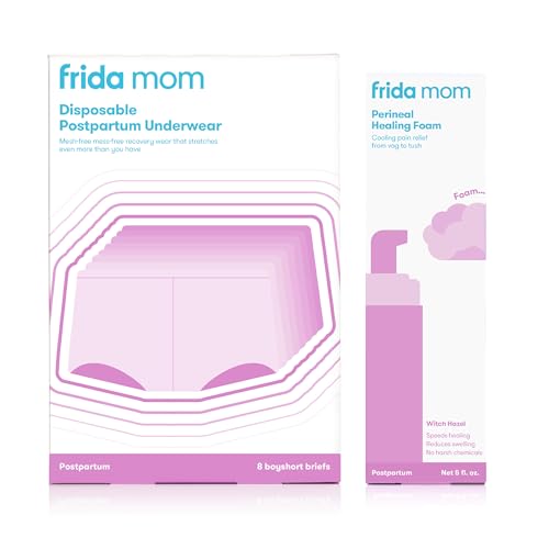 Image of Frida Mom Perineal Medicated Witch Hazel Healing Foam + Disposable Underwear (Regular Boyshort) for Postpartum Care | Foam Relieves Pain and Reduces Swelling for Perineal Area