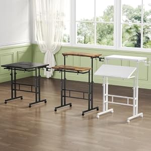 DUMOS Rolling Standing Desk, Walking Pad Desk, Split Top Computer Cart | Standing Desk with Wheels, Adjustable Height Sit Stand Computer Table, Mobile Laptop Workstation for Home Office, Dark Black — photo 2 of 6