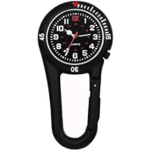 JewelryWe Men Women Clip-on Quartz Watch Luminous Face Glow in The Dark Backpack Buckle Belt fob Watches for Rock Climbing Doctors Nurses Chefs for Mothers Day