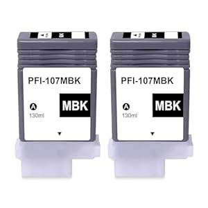 Remanufactured PFI-107MBK Ink Cartridge, PFI107 Matte Black Ink, PFI-107 Matte Black Ink Replacements for iPF670 iPF680 iPF685 iPF780 iPF770 iPF785 Printer (2 Pack)