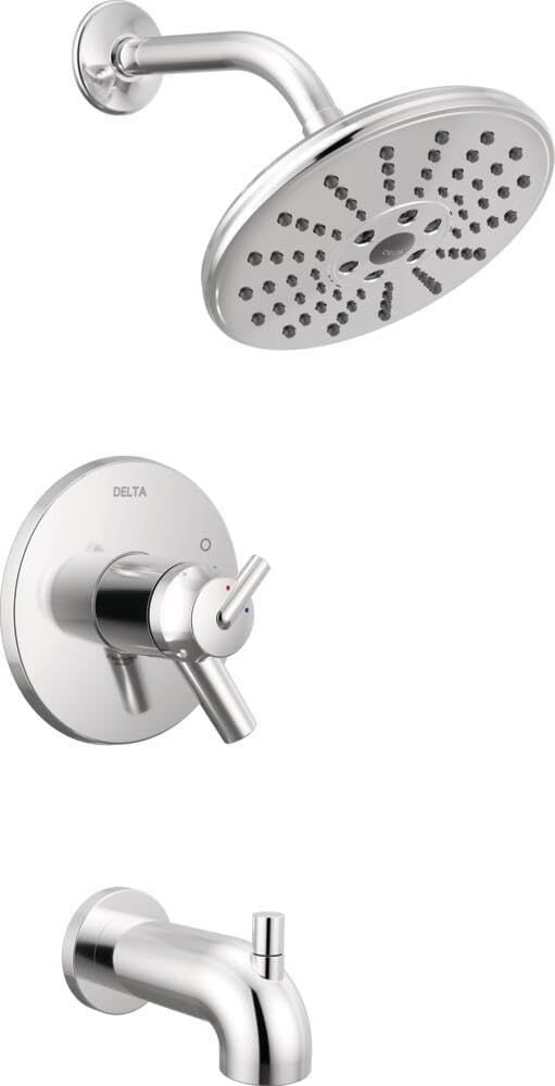 Delta Trinsic 17T Series Thermostatic Dual-Function H2Okinetic Bathtub and Shower Faucet Set, Polished Nickel Shower Head and Handle Valve Trim Kit, Polished Nickel T17T459-PNH2O (Valve Not Included)