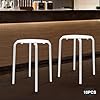 10 Pcs Plastic Stacking Stools, Stack Stools White Chairs with Metal Frame 17 Inch for Kids Adults Students Portable Classroom Home Kitchen Garden Office