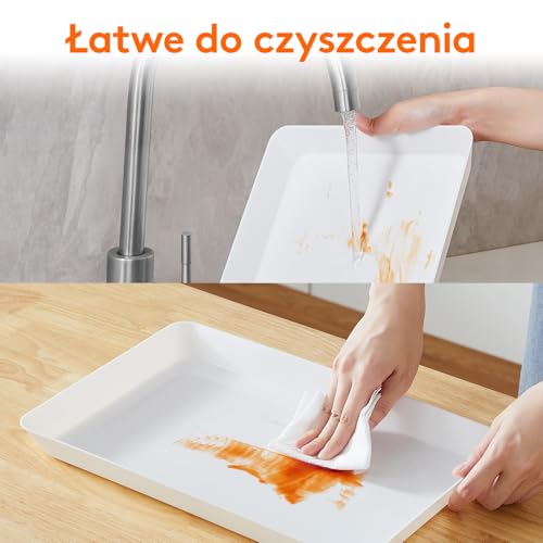 Lifewit Plastikowa taca do serwowania, półmiski do serwowania na imprezę, wolne od BPA wielokrotnego użytku tace na przekąski, żywność, ciasteczka, zestaw 4, 14,45" x 9,45"