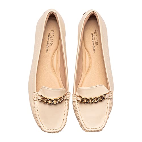 Mocassim Feminino Modare com Detalhe em Corrente Creme - 38
