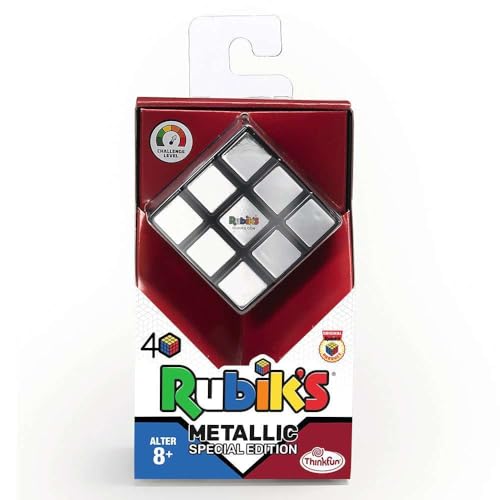 ThinkFun - 76430 - Rubiks Cube Metallic - Der Klassiker, der original Rubik's Zauberwürfel mit Metallic-Effekt. Das Sammlerobjekt für jeden Rubiks-Fan ab 8 Jahren.