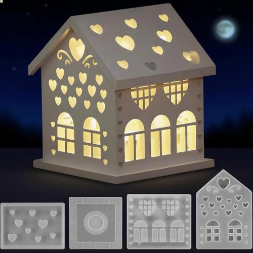 Moules Silicone Maison,Moule en Silicone 4 pièces pour Coeurs,DIY Noël Moule Silicone,Effet 3D,pour Placer Des Bougies,Le Moulage en Plâtre,La Décoration Intérieure