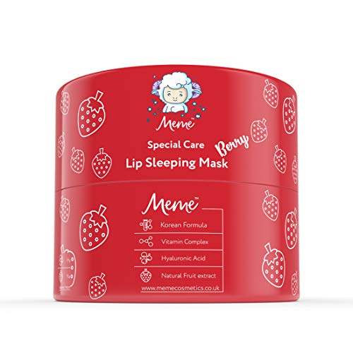 MeMe Lip Mask Overnight Berry 1Oz, Korean Beauty Collagen Peptide Lip Treatment, Night
