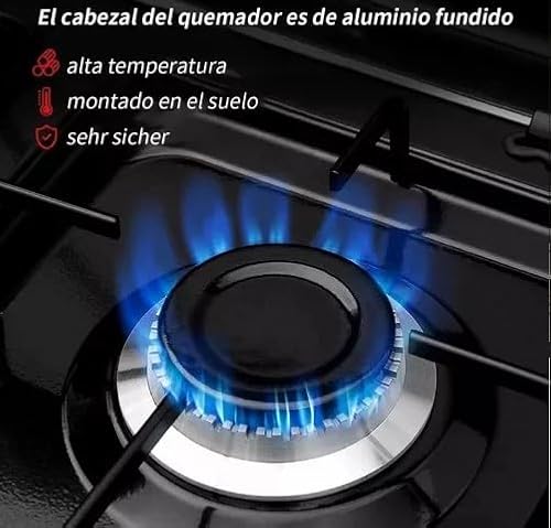 Cocina Hornillo de gas portatil para camping y exterior con 3 quemadores, 30 – 50 mbar, placa de gas con tapa protectora, manguera de presión para butano incluido. - imagen 7