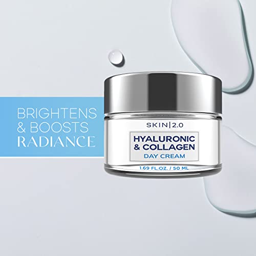 Skin 2.0 Hyaluronic Acid & Collagen Face Moisturizer - Anti-Aging, Firming Day Cream, 1.69 Fl. Oz - For All Skin Types #TOP1