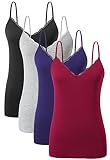 Ymmchy Damen Tanktop mit Spitzen Unterhemd Spaghettiträger Basic Top...
