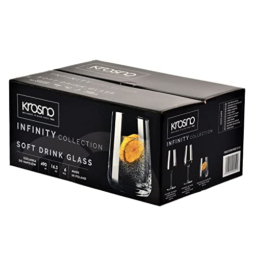 Miniatura 8 de Krosno Vasos De Agua, Bebidas Y Zumos Diseño Elegante Vidrio Sin Plomo Set De 6 Unidades Capacidad 490 Ml Perfectos Para El Hogar, Restaurante Y Fiestas Aptos Para El Lavavajillas