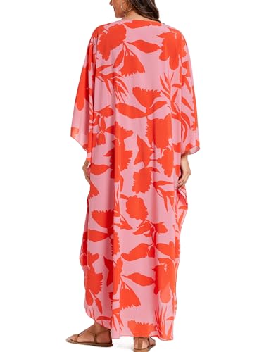 Moss Rose Kaftan Dresses for Women V Neck Summer Swimsuit Cover up Caftan Maxi Beach Dresses2