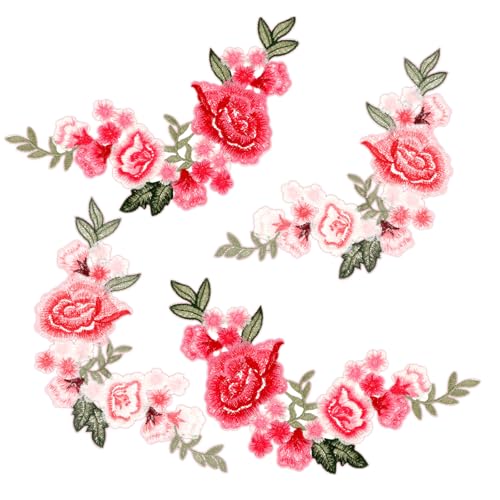 4 Stück Blumen Applikationen Bestickte Aufnäher Erwachsene Patches Nähen Bestickte Aufnäher Kunsthandwerk Applikationen Verzierungen Zum Kleidung...
