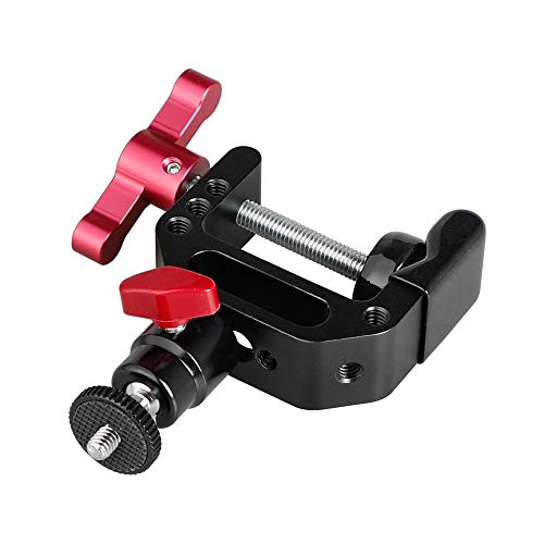 Image of CAMVATE C Clamp Articulated 1 /4 inch-20 Mini Ball Head Support Holder (Red Locking Knob) - 2172