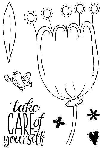 Woodware Jane Gill-Petal Doodles Stamp set-Take Care, 4 x 6 inches, Clear