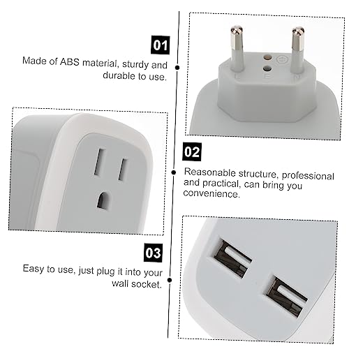 CAXUSD 2Pcs Adaptador Europa Plugue De Viagem Europeu Adaptador De Viagem Europeu Adaptadores De Plu